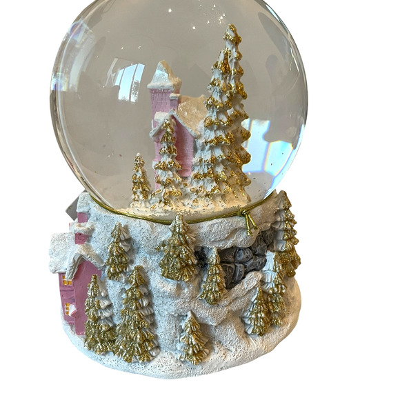 34TH & PINE Christmas Musical Waterglobe Pink & Gold Glam Holiday Decor NEW - Picture 7 of 15